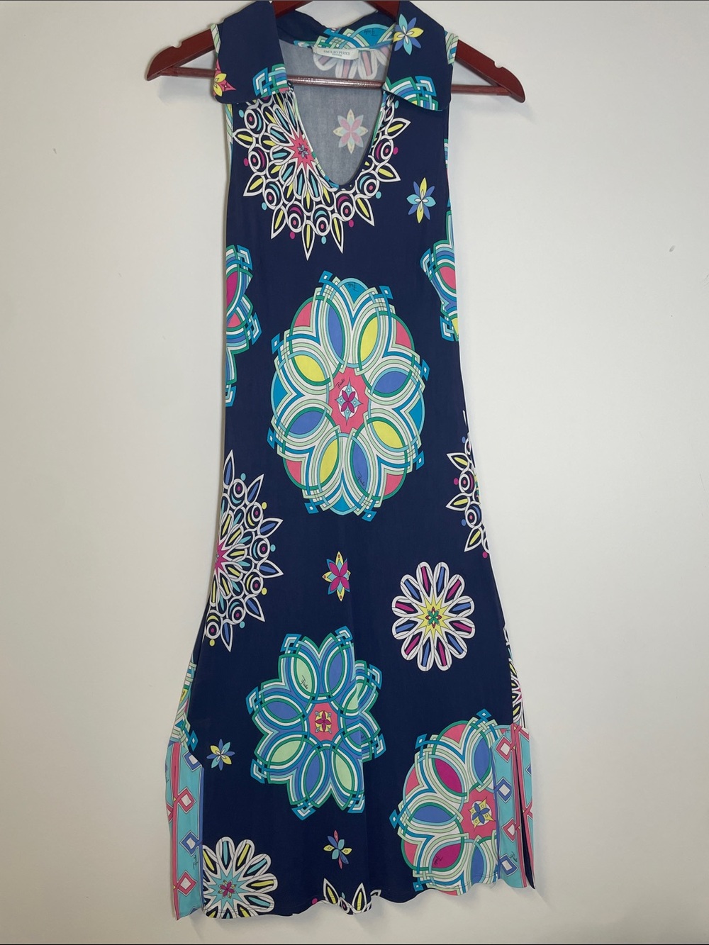 Vintage Emilio Pucci Firenze signature mandala motif sleeveless dress sheath SM